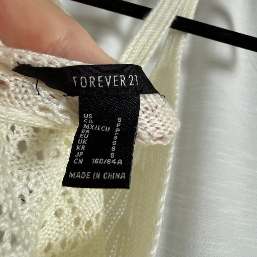 Forever 21 Cream Crochet Knit Crop Tank Top Festival Outfit | NWT Size S - Picture 10 of 11